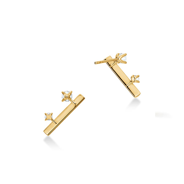 HEARTS ON FIRE 'BARRE' 18CT YELLOW GOLD FLOATING DIAMOND CLIMBER EARRINGS (Image 3)