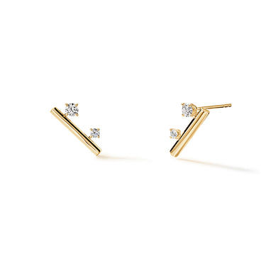 HEARTS ON FIRE 'BARRE' 18CT YELLOW GOLD FLOATING DIAMOND CLIMBER EARRINGS