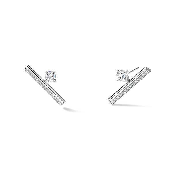 HEARTS ON FIRE 'BARRE' 18CT WHITE GOLD FLOATING DIAMOND PAVE CLIMBER EARRINGS (Image 1)