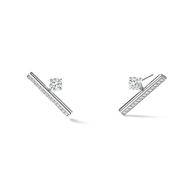 HEARTS ON FIRE 'BARRE' 18CT WHITE GOLD FLOATING DIAMOND PAVE CLIMBER EARRINGS
