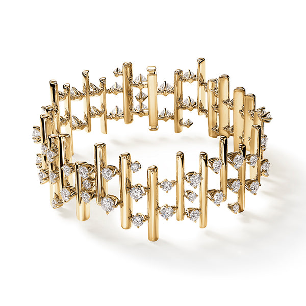 HEARTS ON FIRE 'BARRE' 18CT YELLOW GOLD MULTI-ROW DIAMOND BRACELET (Image 1)