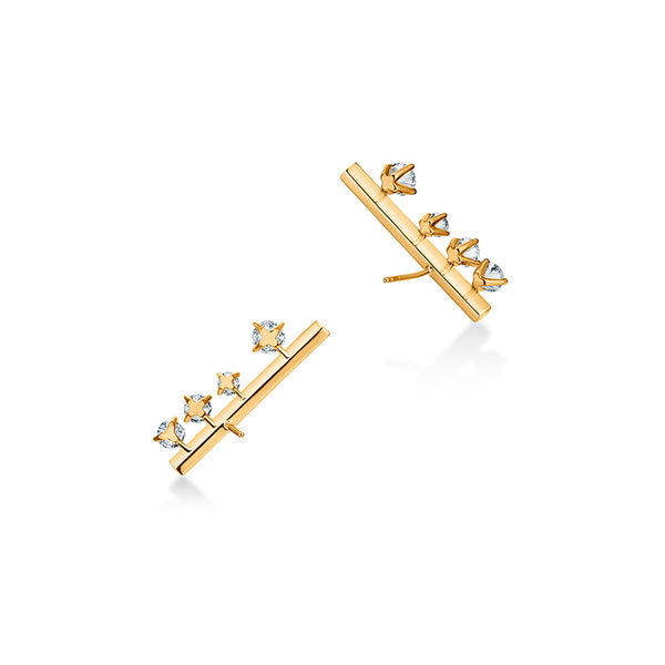 HEARTS ON FIRE 'BARRE' 18CT YELLOW GOLD FLOATING DIAMOND CLIMBER EARRINGS (Image 3)