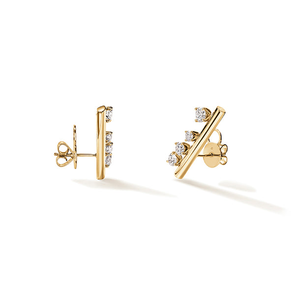 HEARTS ON FIRE 'BARRE' 18CT YELLOW GOLD FLOATING DIAMOND CLIMBER EARRINGS (Image 2)