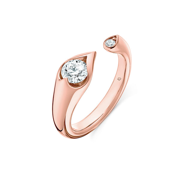 HEARTS ON FIRE 'LU' 18CT ROSE GOLD OPEN DIAMOND DROPLET RING (Image 1)