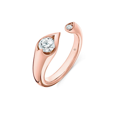 HEARTS ON FIRE 'LU' 18CT ROSE GOLD OPEN DIAMOND DROPLET RING