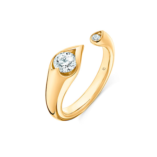 HEARTS ON FIRE 'LU' 18CT YELLOW GOLD OPEN DIAMOND DROPLET RING (Image 1)