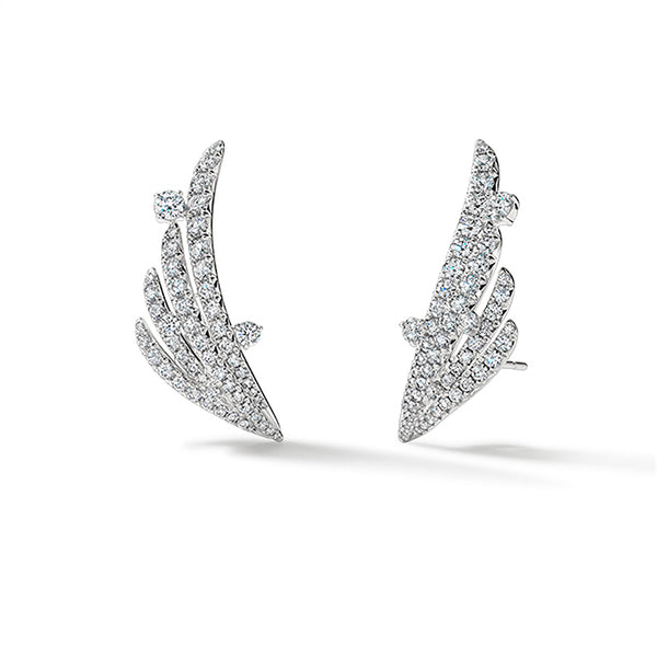 HEARTS ON FIRE VELA 18CT WHITE GOLD FRENCH CUT PAVE DIAMOND CLIMBER EARRINGS (Image 1)