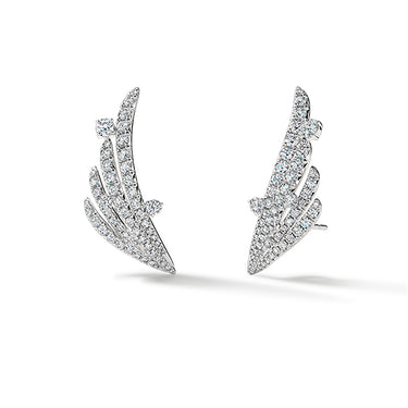 HEARTS ON FIRE VELA 18CT WHITE GOLD FRENCH CUT PAVE DIAMOND CLIMBER EARRINGS