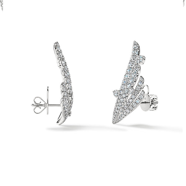 HEARTS ON FIRE VELA 18CT WHITE GOLD FRENCH CUT PAVE DIAMOND CLIMBER EARRINGS (Image 2)