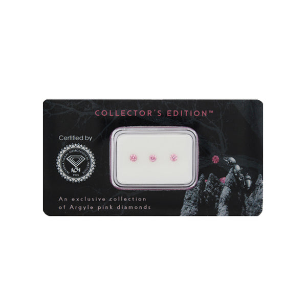 0.14CT = 3 X FANCY PINK/VVS1 ROUND BRILLIANT CUT ARGYLE PINK DIAMONDS - IGI COLLECTORS EDITION (Image 2)