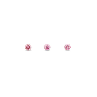 0.17CT = 3 FANCY INTENSE PINK/ PURPLISH PINK VS2 ROUND BRILLIANT CUT ARGYLE PINK DIAMONDS IGI COLLECTORS EDITION