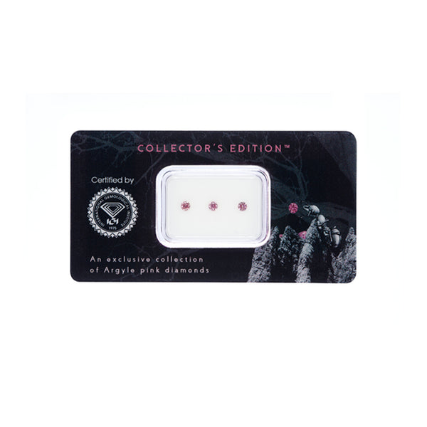 0.17CT = 3 FANCY INTENSE PINK/ PURPLISH PINK VS2 ROUND BRILLIANT CUT ARGYLE PINK DIAMONDS IGI COLLECTORS EDITION (Image 2)