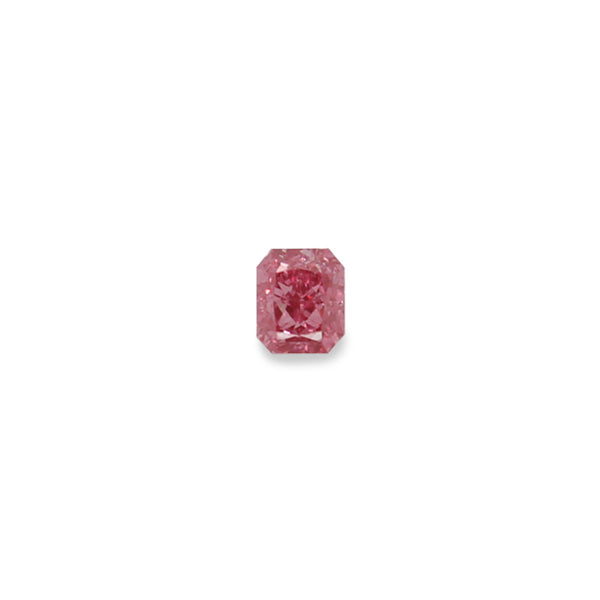 0.13CT FANCY VIVID PURPLISH PINK/SI1 RADIANT CUT ARGYLE PINK DIAMOND - IGI COLLECTORS EDITION (Image 1)