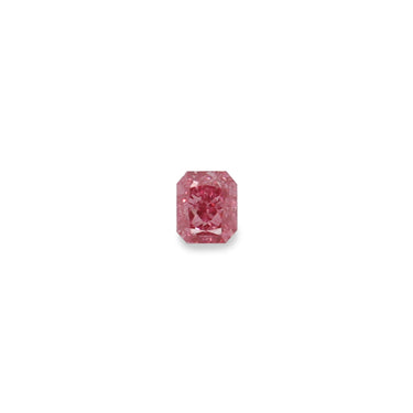 0.13CT FANCY VIVID PURPLISH PINK/SI1 RADIANT CUT ARGYLE PINK DIAMOND - IGI COLLECTORS EDITION