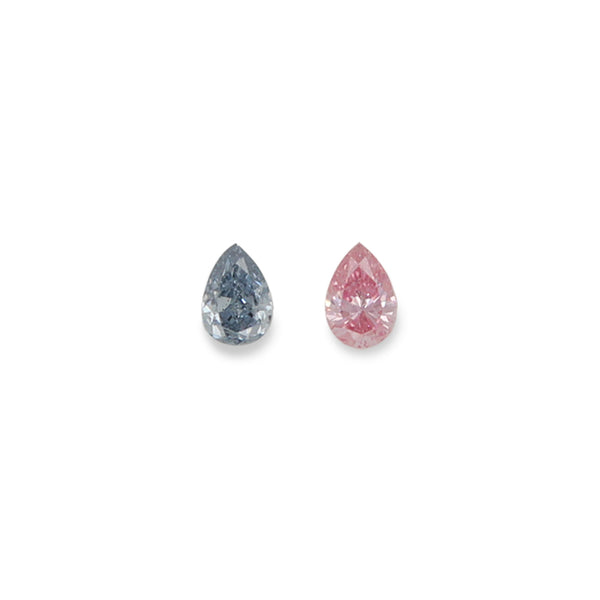 0.15CT = 2 X FANCY INTENSE PINK-FANCY INTENSE GREYISH BLUE/VS2 PEAR SHAPED ARGYLE PINK DIAMONDS - IGI COLLECTORS EDITION (Image 1)