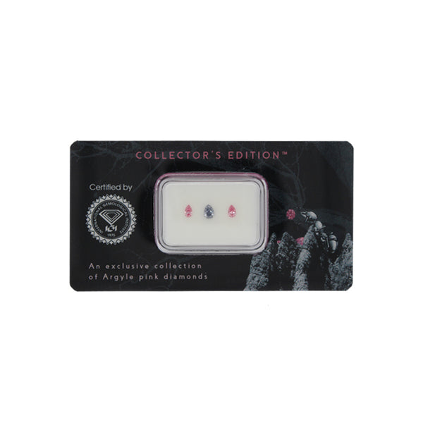 0.22CT = 3 X FANCY INTENSE PINK (X2)-FANCY INTENSE BLUEISH GREY/SI1 PEAR SHAPED ARGYLE PINK DIAMONDS - IGI COLLECTORS EDITION (Image 2)