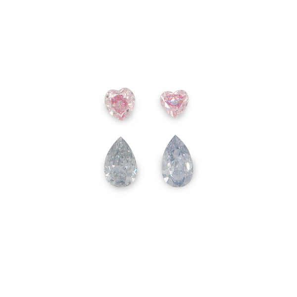 0.29CT = 4 X PEAR SHAPE/GREY BLUE AND HEART SHAPE/FANCY PINK ARGYLE PINK DIAMONDS - IGI COLLECTORS EDITION (Image 1)
