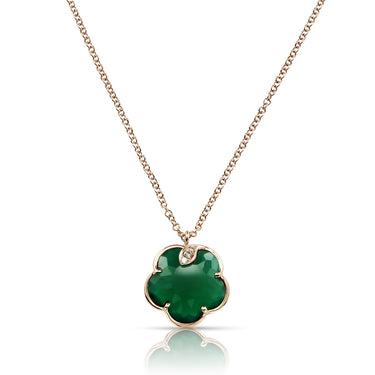 PASQUALE BRUNI 'PETIT JOLI' 18CT ROSE GOLD GREEN AGATE, WHITE DIAMOND AND CHAMPAGNE DIAMOND NECKLACE