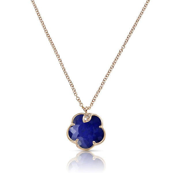 PASQUALE BRUNI 'PETIT JOLI' 18CT ROSE GOLD ROCK CRYSTAL AND LAPIS LAZULI DOUBLET WHITE AND CHAMPAGNE DIAMOND NECKLACE (Image 1)