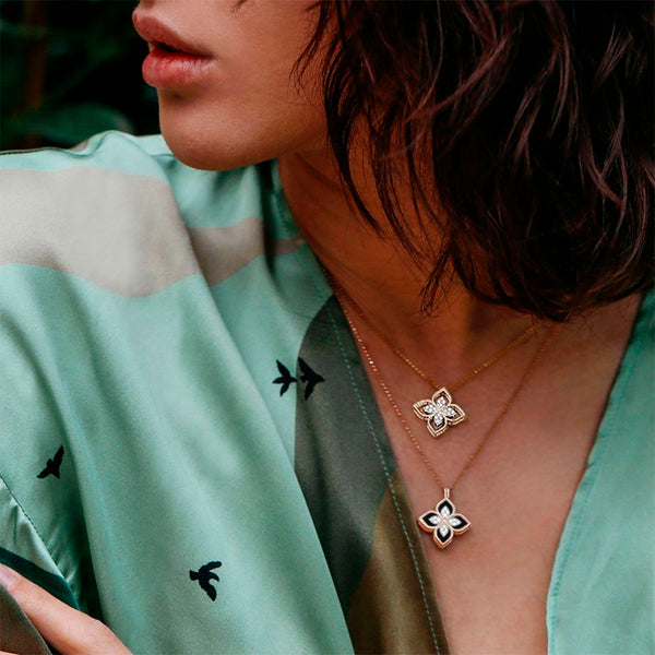 ROBERTO COIN ‘PRINCESS FLOWER’ 18CT YELLOW GOLD MALACHITE & DIAMOND NECKLACE (Image 2)