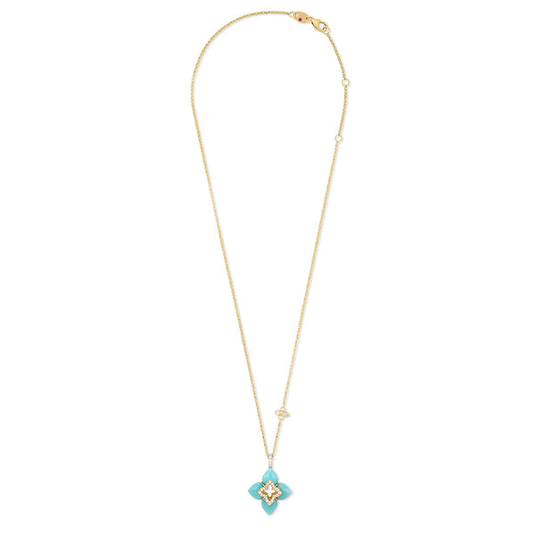 ROBERTO COIN VENETIAN PRINCESS 18CT YELLOW GOLD AMAZONITE & DIAMOND NECKLACE (Image 2)