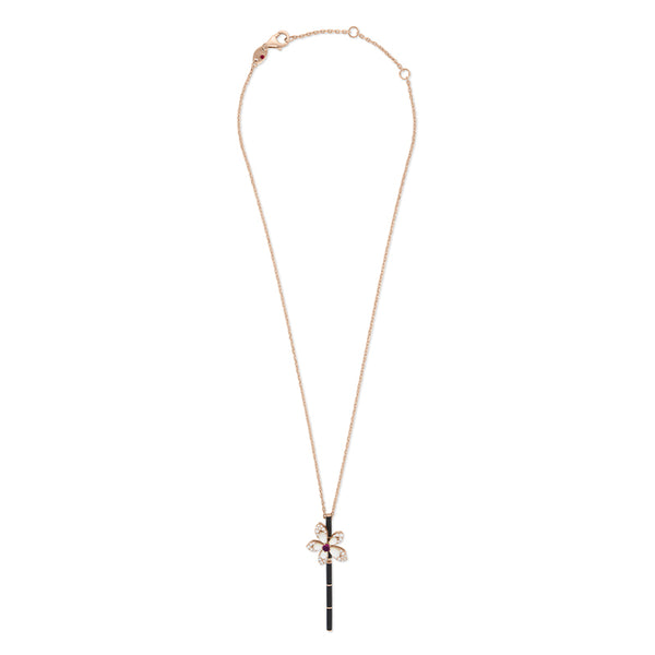 ROBERTO COIN TIARÉ 18CT ROSE GOLD MOTHER OF PEARL, RUBELLITE & DIAMOND NECKLACE (Image 2)