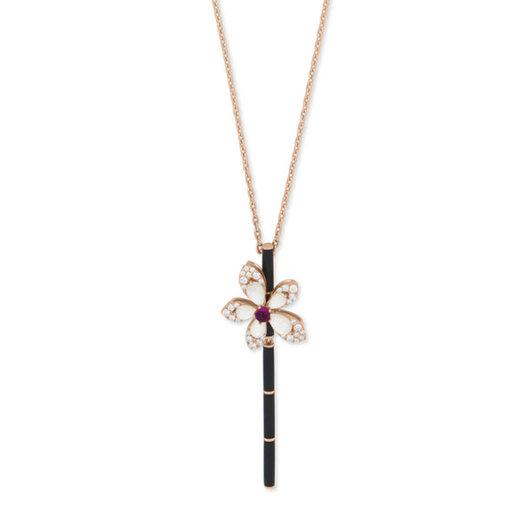 ROBERTO COIN TIARÉ 18CT ROSE GOLD MOTHER OF PEARL, RUBELLITE & DIAMOND NECKLACE (Image 1)