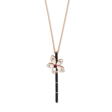ROBERTO COIN TIARÉ 18CT ROSE GOLD MOTHER OF PEARL, RUBELLITE & DIAMOND NECKLACE