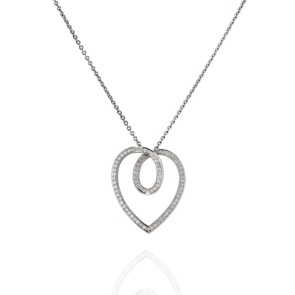 STOCKERT 18CT WHITE GOLD DIAMOND HEART PENDANT WITH TRACE CHAIN (Image 1)
