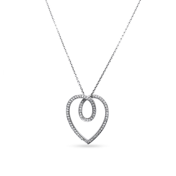 STOCKERT 18CT WHITE GOLD DIAMOND HEART PENDANT WITH TRACE CHAIN (Image 1)