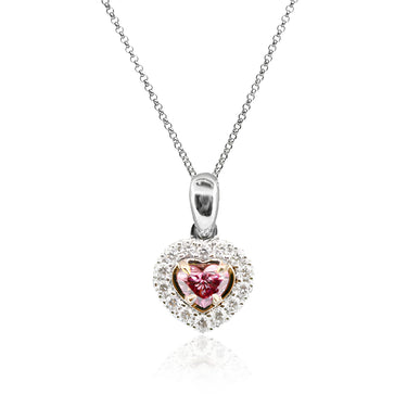 0.17CT ARGYLE HEART SHAPE PINK WHITE DIAMOND PENDANT