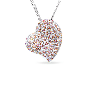 18CT WHITE GOLD AND 18CT ROSE GOLD ARGYLE PINK DIAMOND AND WHITE DIAMOND HEART SHAPED PENDANT