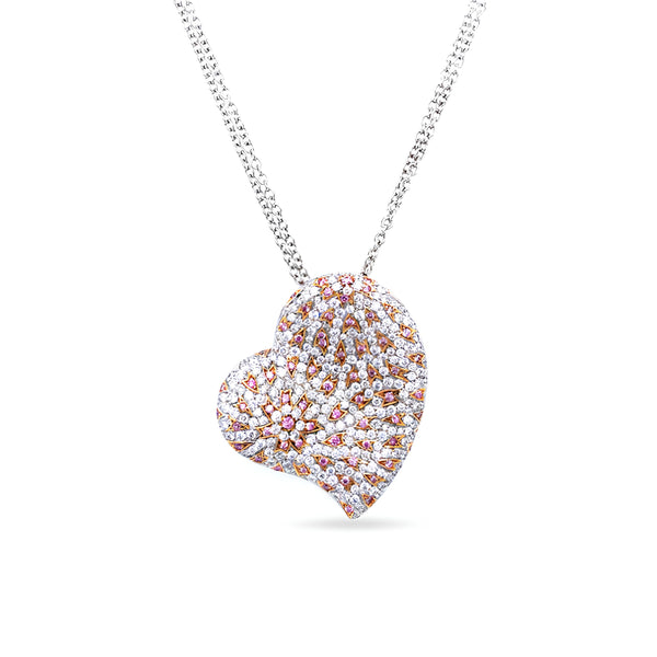 18CT WHITE GOLD AND 18CT ROSE GOLD ARGYLE PINK DIAMOND AND WHITE DIAMOND HEART SHAPED PENDANT (Image 2)