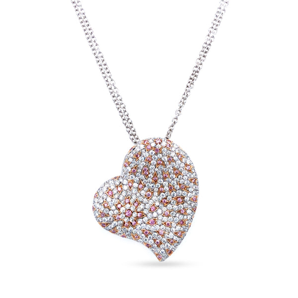 18CT WHITE GOLD AND 18CT ROSE GOLD ARGYLE PINK DIAMOND AND WHITE DIAMOND HEART SHAPED PENDANT (Image 2)