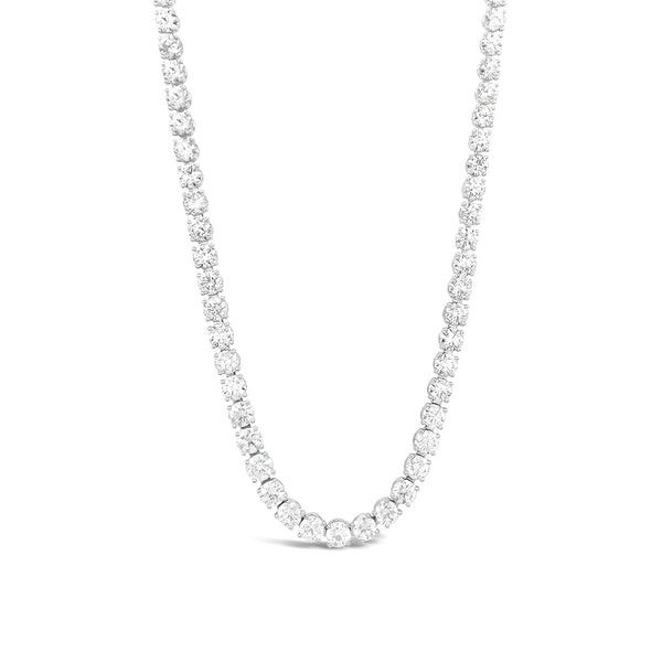 18CT WHITE GOLD GRADUATING CLAW SET DIAMOND LINE NECKLACE (Image 1)