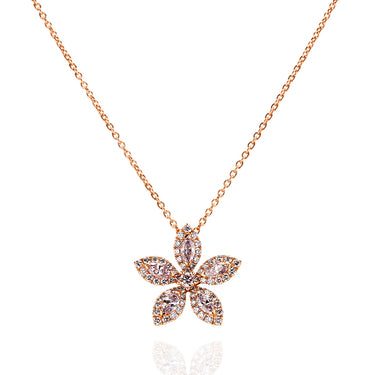 18CT ROSE GOLD PINK DIAMOND FLOWER PENDANT