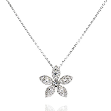 18CT WHITE GOLD FLOWER DIAMOND PENDANT