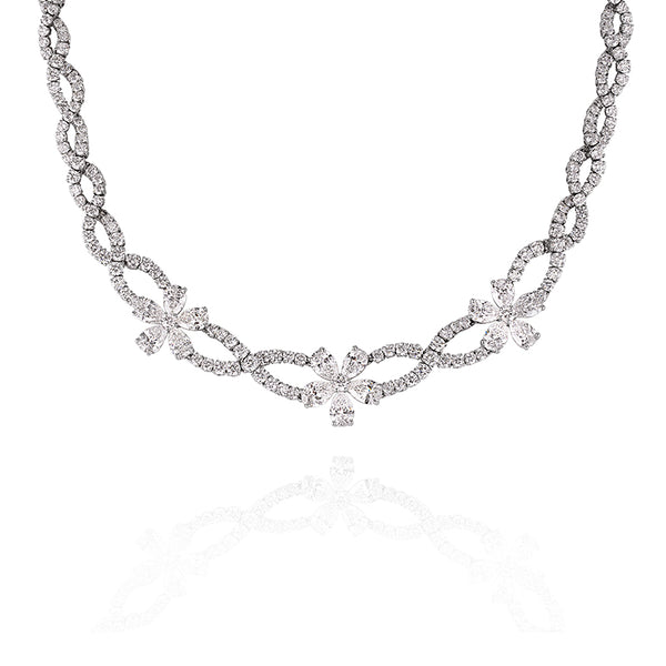 NEW ITALIAN ART 18CT WHITE GOLD DIAMOND NECKLACE (Image 2)