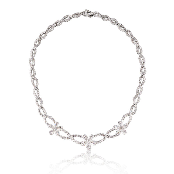 NEW ITALIAN ART 18CT WHITE GOLD DIAMOND NECKLACE (Image 1)