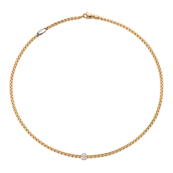 FOPE "EKA" 18ct YELLOW & WHITE GOLD DIAMOND ROPE NECKLACE 43CM (Image 1)
