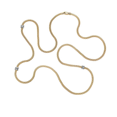 FOPE 'PRIMA' 18CT YELLOW & WHITE GOLD PAVE DIAMOND RHONDEL NECKLACE 70CM