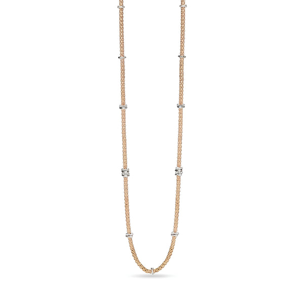 FOPE 'PRIMA' 18CT ROSE & WHITE GOLD WITH DIAMOND RHONDELS NECKLACE 90CM (Image 1)