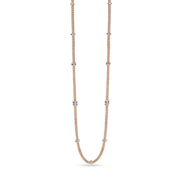 FOPE 'PRIMA' 18CT ROSE & WHITE GOLD WITH DIAMOND RHONDELS NECKLACE 90CM (Image 1)