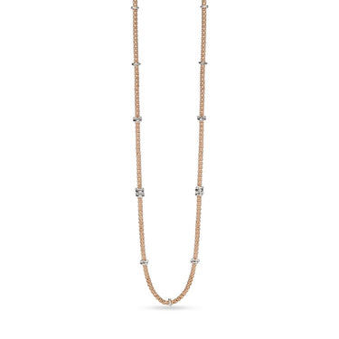 FOPE 'PRIMA' 18CT ROSE & WHITE GOLD WITH DIAMOND RHONDELS NECKLACE 90CM