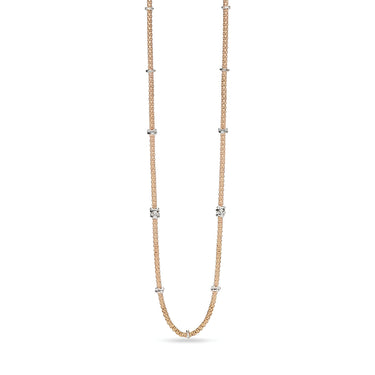 FOPE 'PRIMA' 18CT ROSE & WHITE GOLD WITH DIAMOND RHONDELS NECKLACE 90CM