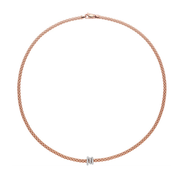 FOPE 'PRIMA' 18CT ROSE & WHITE GOLD DIAMOND RHONDEL NECKLACE (Image 1)