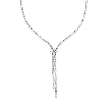 ROBERTO COIN 'LOVE IN VERONA' 18CT WHITE GOLD LARIAT STYLE DIAMOND LINE NECKLACE