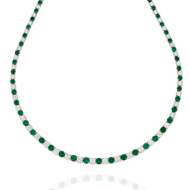 PLATINUM & 18CT WHITE GOLD COLOMBIAN EMERALD & DIAMOND LINE NECKLACE