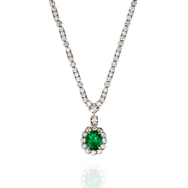 PLATINUM & 18CT WHITE GOLD 2.80CT COLOMBIAN EMERALD & DIAMOND NECKLACE