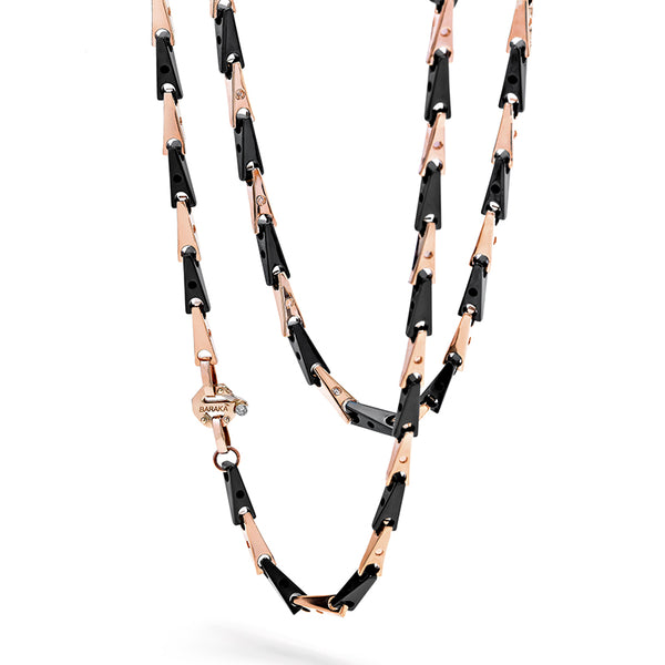 BARAKA CYBORG CERAMIC 18CT ROSE GOLD & BLACK CERAMIC DIAMOND NECKLACE (Image 1)